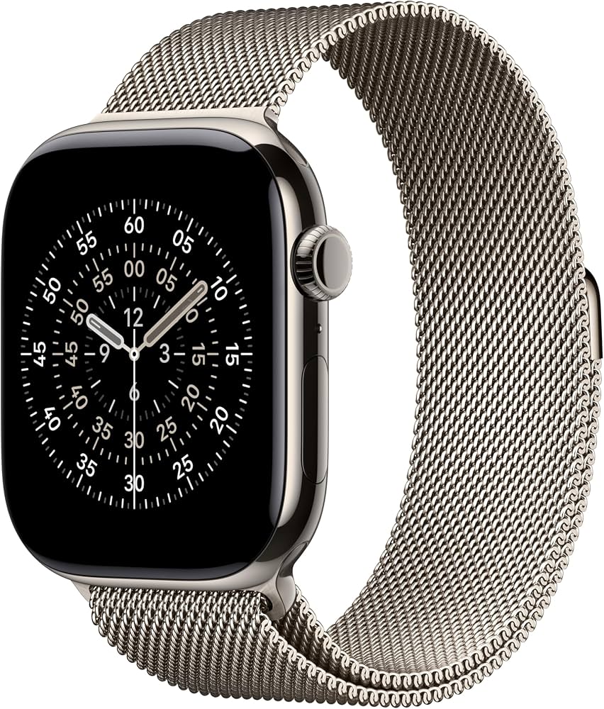 Bracelet Apple Watch milanais en titane naturel 44 45 46 49 mm